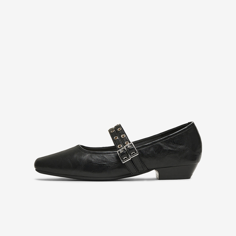 百思图2025春季新款商场同款简约玛丽珍鞋粗跟方头女单鞋M1586AQ5