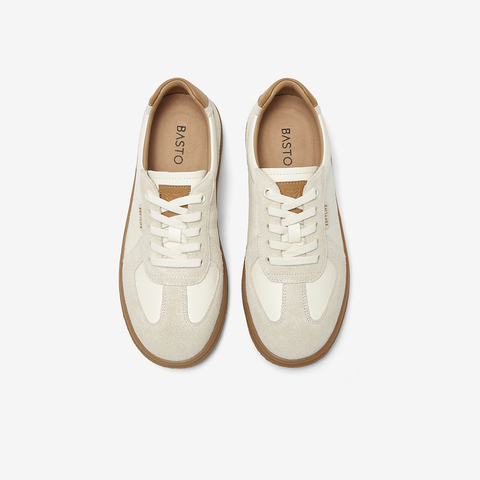 百思图2025春季新款商场同款复古运动德训鞋平跟女休闲鞋VWH26AM5