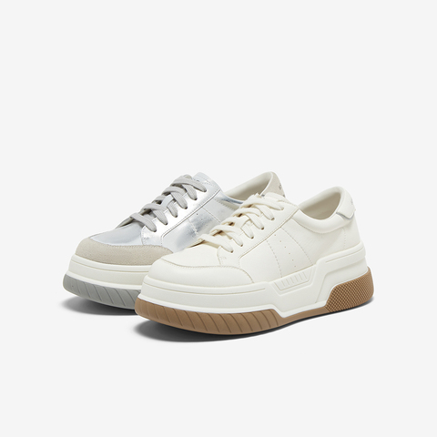 百思图2025春季新款商场同款户外运动板鞋厚底女休闲鞋UQI04AM5