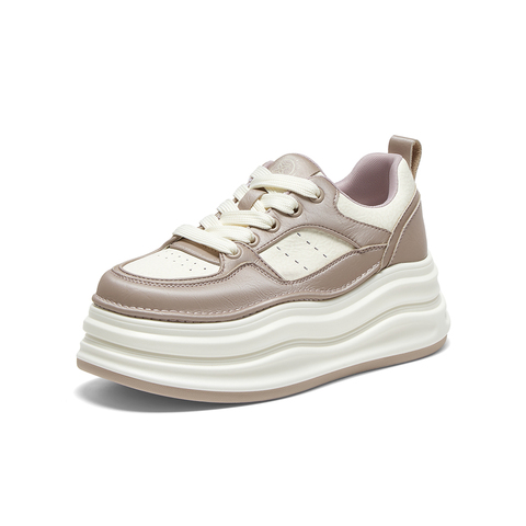 百思图2025春季新款商场同款街头运动板鞋厚底女休闲鞋X0061AM5