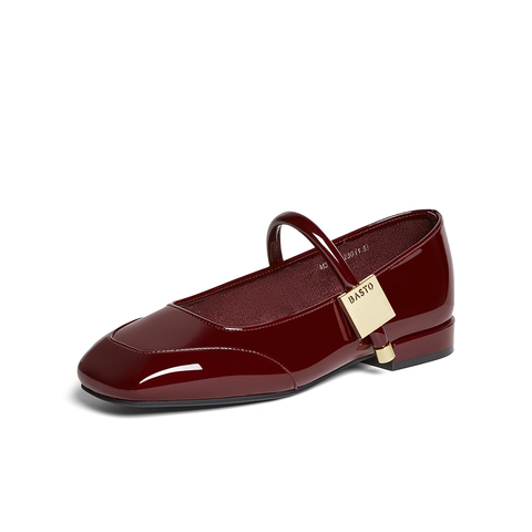 百思图2025春季新款商场同款时尚法式玛丽珍鞋粗跟女单鞋M3173AQ5