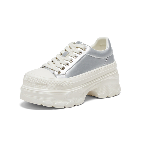 百思图2025春季新款商场同款时髦运动板鞋厚底女休闲鞋BG356AM5