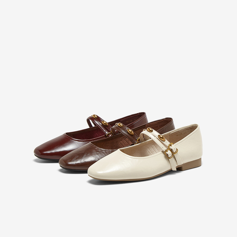 百思图2025春季新款商场同款简约复古玛丽珍鞋方头女单鞋M1109AQ5