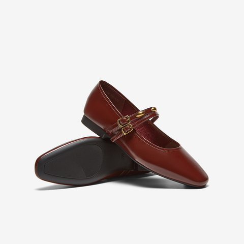 百思图2025春季新款商场同款简约复古玛丽珍鞋方头女单鞋M1109AQ5