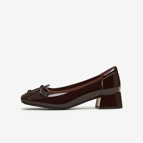 百思图2025春季新款商场同款时髦蝴蝶结粗跟方头女单鞋W6791AQ5