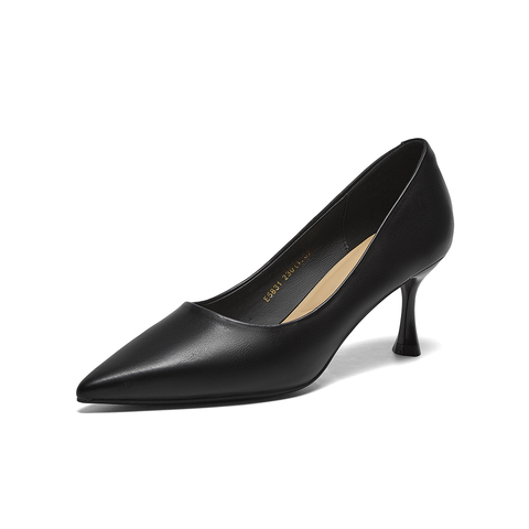 百思图2025春季新款商场同款简约通勤细高跟尖头女单鞋E5831AQ5