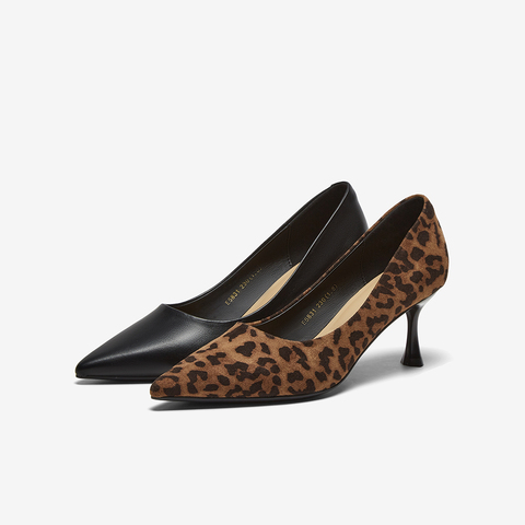 百思图2025春季新款商场同款简约通勤细高跟尖头女单鞋E5831AQ5