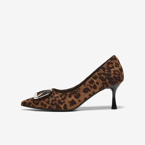 百思图2025春新款商场同款简约时尚通勤细高跟尖头女单鞋E5832AQ5