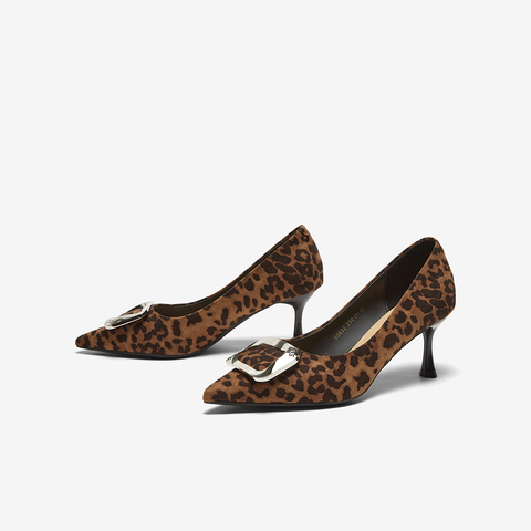 百思图2025春新款商场同款简约时尚通勤细高跟尖头女单鞋E5832AQ5