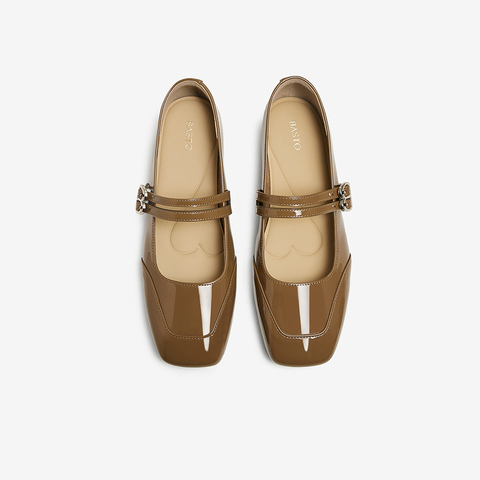 百思图2025春季新款商场同款简约法式玛丽珍鞋粗跟女单鞋M1335AQ5