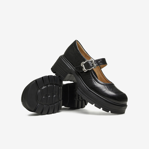 百思图2025春季新款商场同款时尚学院玛丽珍鞋粗跟女单鞋W6752AQ5