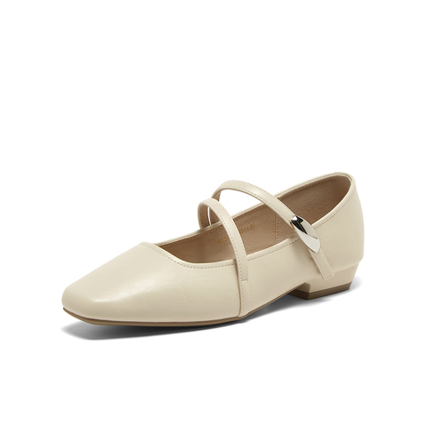 百思图2025春季新款商场同款简约方头玛丽珍鞋粗跟女单鞋M1587AQ5