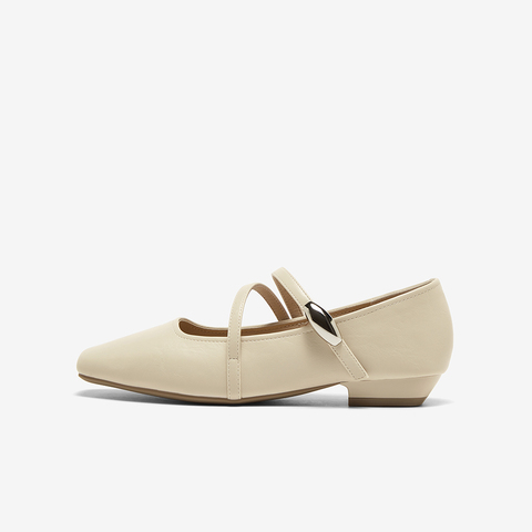 百思图2025春季新款商场同款简约方头玛丽珍鞋粗跟女单鞋M1587AQ5