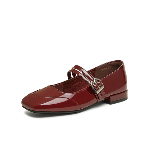 百思图2025春季新款商场同款简约法式玛丽珍鞋粗跟女单鞋M1335AQ5