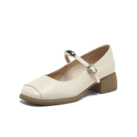 百思图2025春季新款商场同款简约复古玛丽珍鞋粗跟女单鞋M2501AQ5