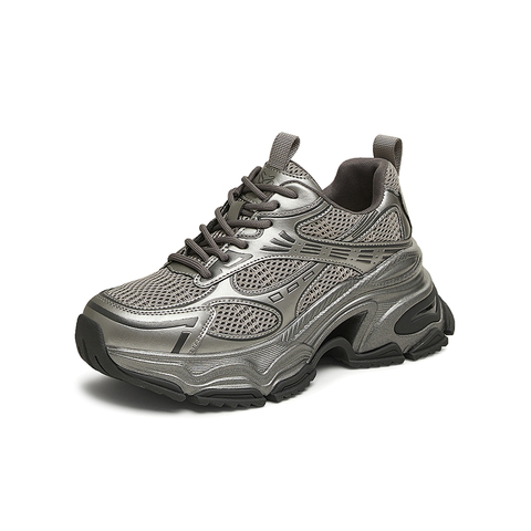 百思图2025春季新款商场同款街头运动老爹鞋厚底女休闲鞋A9263AM5