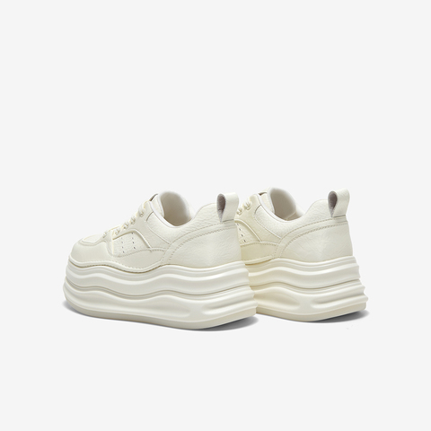 百思图2025春季新款商场同款街头运动板鞋厚底女休闲鞋X0061AM5