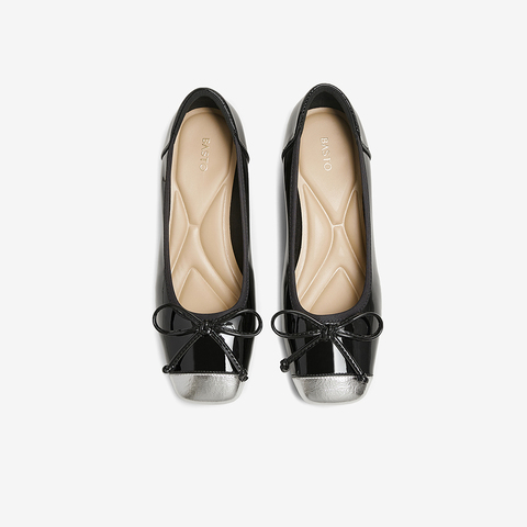 百思图2025春季新款商场同款时髦蝴蝶结粗跟方头女单鞋W6791AQ5