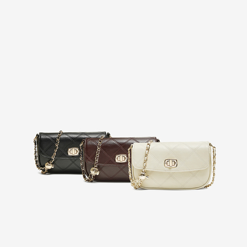 百思图2025春季新款商场同款时髦通勤绗缝包单肩斜挎包女X3656AX5