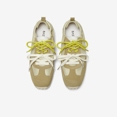 百思图2025春季新款复古户外运动德训鞋平跟圆头女休闲鞋URA01AM5