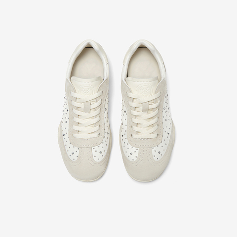 百思图2025春季新款简约户外复古运动德训鞋平跟女休闲鞋E5281AM5