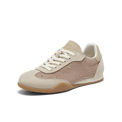 百思图2025春季新款简约户外复古运动德训鞋平跟女休闲鞋E5281AM5