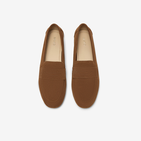 百思图2025春季新款简约休闲通勤乐福鞋方跟圆头女单鞋W6711AA5