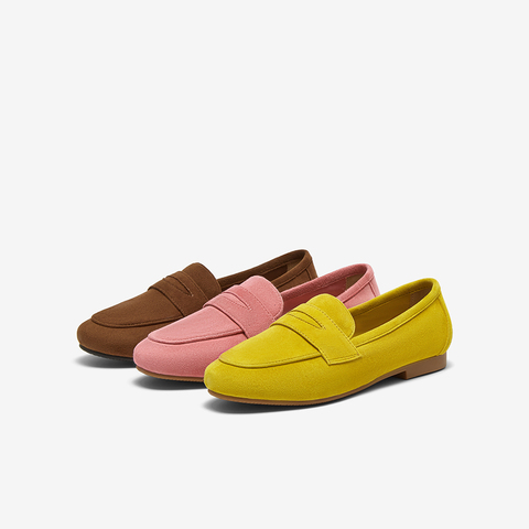 百思图2025春季新款简约休闲通勤乐福鞋方跟圆头女单鞋W6711AA5