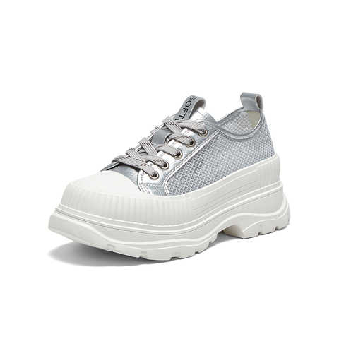 百思图2025夏季新款时髦户外街头小白鞋厚底女休闲鞋D7712BM5