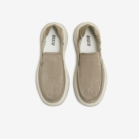 百思图2025夏季新款商场同款简约一脚蹬布鞋厚底男休闲鞋L3308BM5