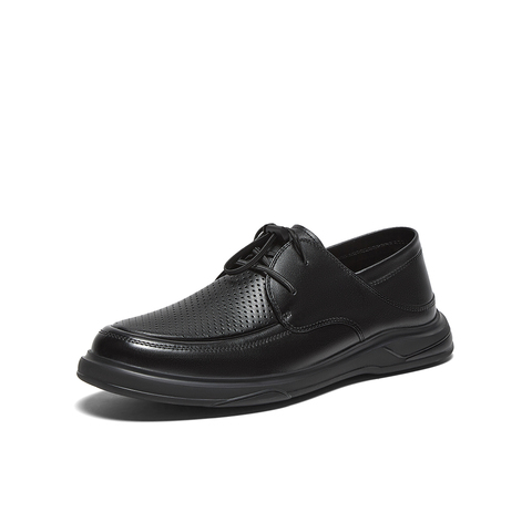 百思图2025夏季新款商场同款简约商务通勤平跟男休闲皮鞋FCK06BM5