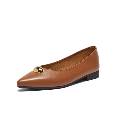 百思图2025春季新款商场同款简约时尚通勤浅口尖头女单鞋F1518AQ5