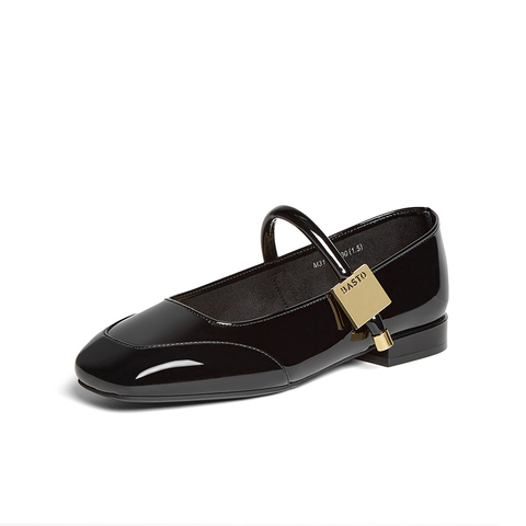 百思图2025春季新款商场同款时尚法式玛丽珍鞋粗跟女单鞋M3173AQ5