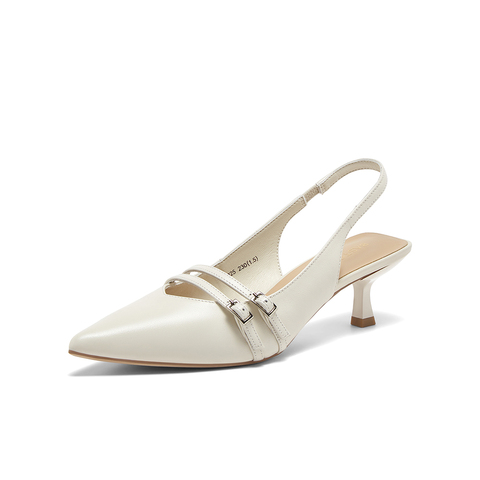 百思图2025夏季新款商场同款简约通勤尖头细跟后空女凉鞋AC825BH5