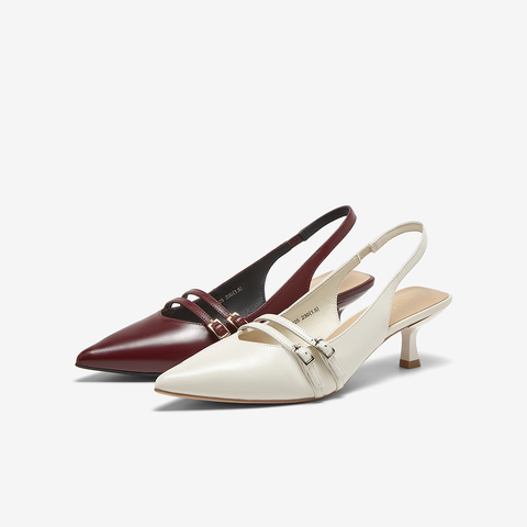 百思图2025夏季新款商场同款简约通勤尖头细跟后空女凉鞋AC825BH5