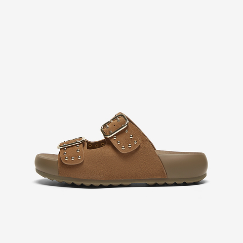 百思图2025夏季新款简约户外休闲运动一字拖厚底女拖鞋D7740BT5