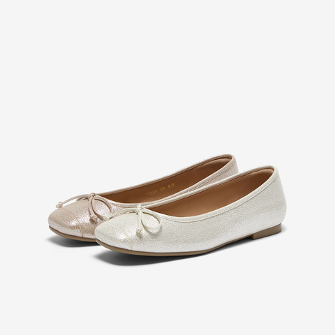 百思图2025春季新款简约蝴蝶结时尚通勤方头浅口女单鞋TIK20AQ5