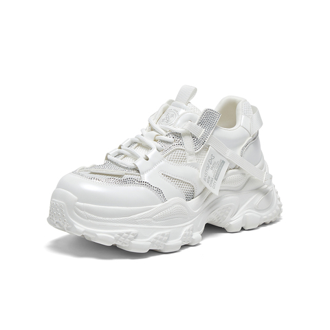 百思图2025夏新款商场同款时尚银色老爹鞋厚底女休闲鞋鞋B2155BM5