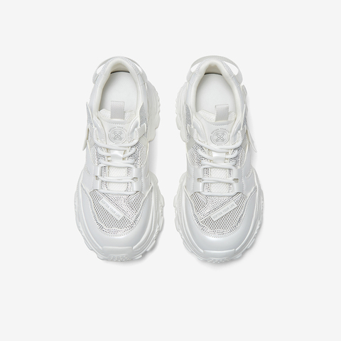 百思图2025夏新款商场同款时尚银色老爹鞋厚底女休闲鞋鞋B2155BM5