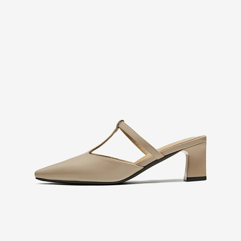 百思图2025夏季新款商场同款简约通勤穆勒鞋尖头女拖鞋B2612BH5