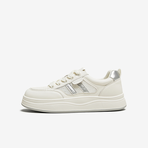 百思图2025夏季新款商场同款时尚运动板鞋厚底女休闲鞋D3052BM5