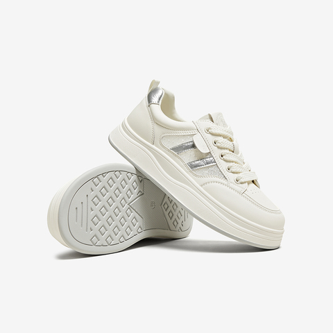 百思图2025夏季新款商场同款时尚运动板鞋厚底女休闲鞋D3052BM5