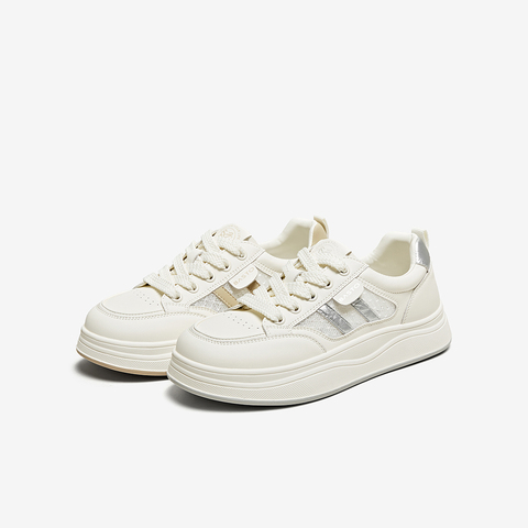 百思图2025夏季新款商场同款时尚运动板鞋厚底女休闲鞋D3052BM5