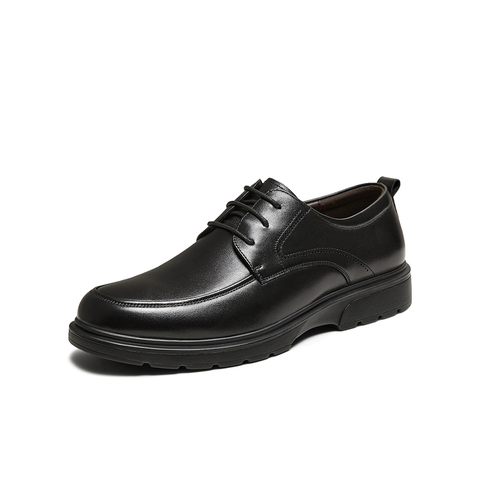 百思图2025春季新款简约商务通勤平跟圆头男休闲皮鞋30265AM5