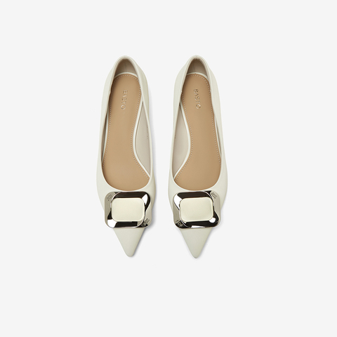 百思图2025春季新款商场同款简约通勤尖头细跟浅口女单鞋E5121AQ5