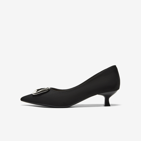 百思图2025春季新款商场同款简约通勤尖头细跟浅口女单鞋E5121AQ5