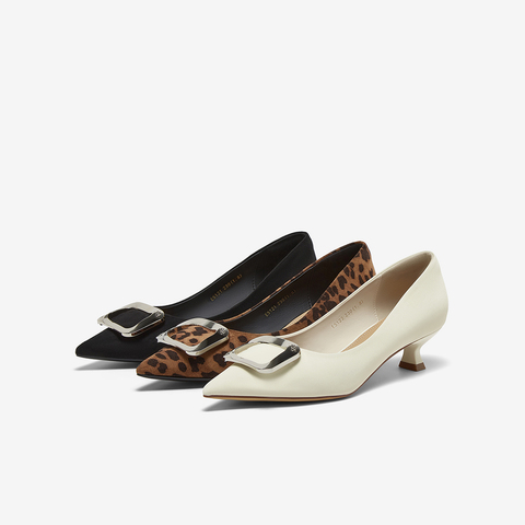 百思图2025春季新款商场同款简约通勤尖头细跟浅口女单鞋E5121AQ5