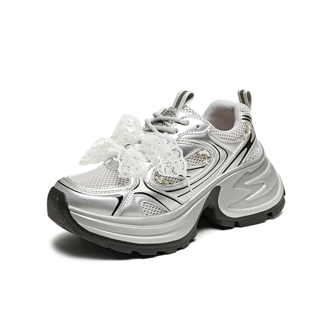 百思图2025夏季新款商场同款时髦运动老爹鞋厚底女休闲鞋D5298BM5