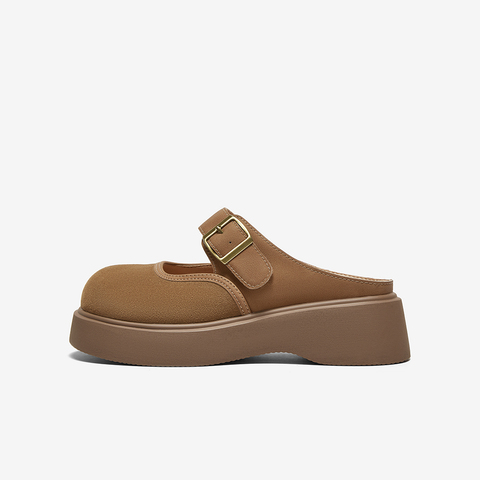 百思图2025夏季新款简约户外休闲穆勒鞋厚底圆头女拖鞋D3028BH5