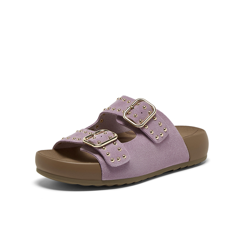 百思图2025夏季新款简约户外休闲运动一字拖厚底女拖鞋D7740BT5